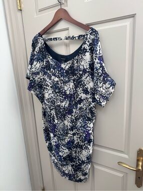 club monaco sculptural sleeve dress Club Monaco Corah Ruffle Sleeve Silk Dress evaChic
